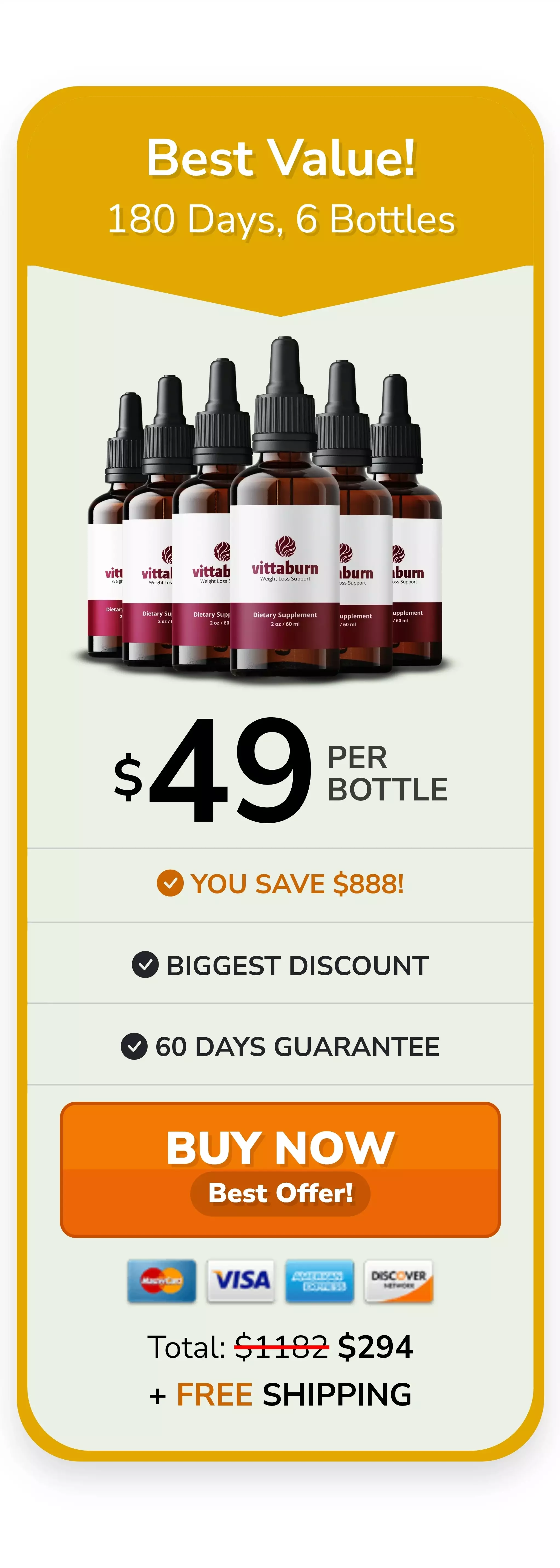 VittaBurn™ 6 bottles pricing